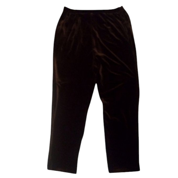 Vintage Christina Hope Chocolate Brown Wide Leg Velvet Pants Side Button Size XL - Picture 4 of 7